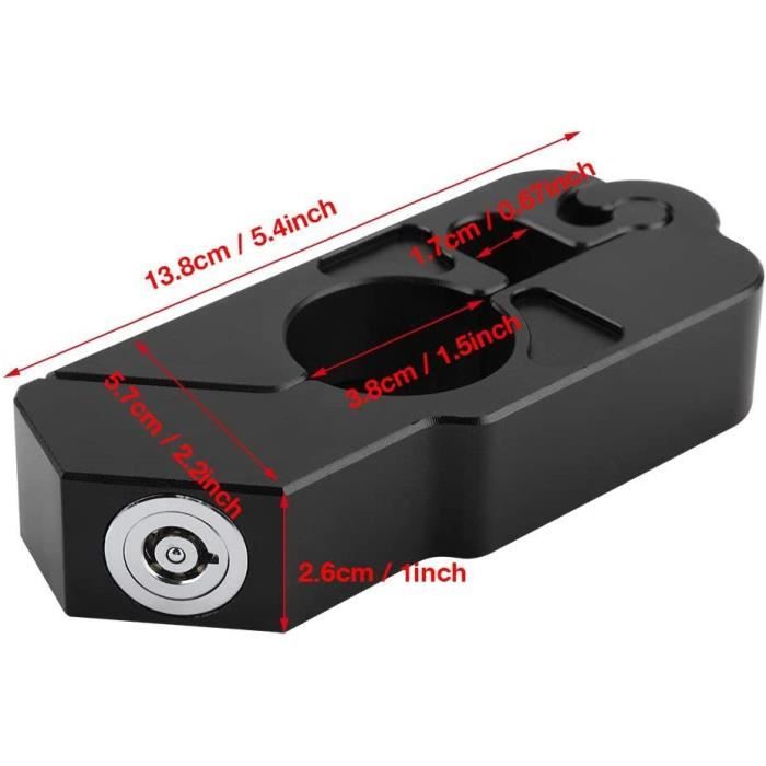 Serrure Antivol Pour Guidon De Moto/scooter - Alliage Aluminium CNC, 2 Clés, Bloque Levier De Frein