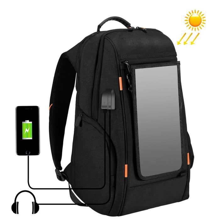 Sac a Dos Multifonction Panneau Solaire Chargeur 2 Ports USB 7W Prise Jack Noir Cdiscount Bagagerie Maroquinerie