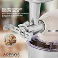 AREBOS 6 en 1 Robot cuisine multifonction 1500W | Crème | Robot pâtisserie | Mixeur et hachoir à viande | machine à pâtes | 6-2