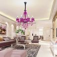 1pc salon lustre cristal romantique de style européen violet plafonnier luminaire d'interieur-2