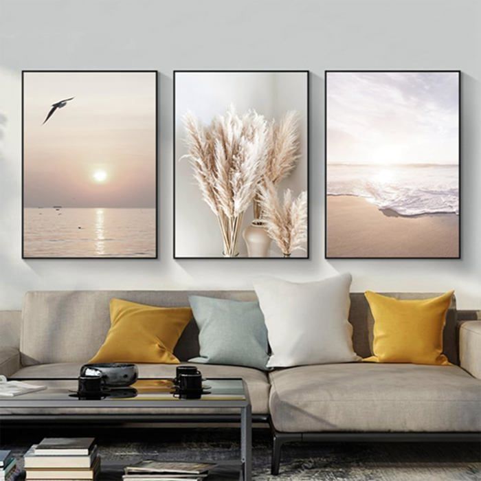 Lot De 3 Posters Art Abstrait Moderne DLKAJFK - Style Bohème Plantes - Décoration Murale 40x60 Cm