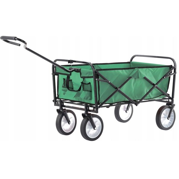 Brouette - TECTAKE - Chariot de transport HEIDRUN pliable avec bâche amovible et larges roues plastiques 114 x 51 x 48,5 cm - Bleu - Jardin