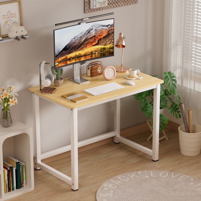 Bureau D'ordinateur ODK Noir 100x48x73.5 Cm Avec Rangements - Neuf