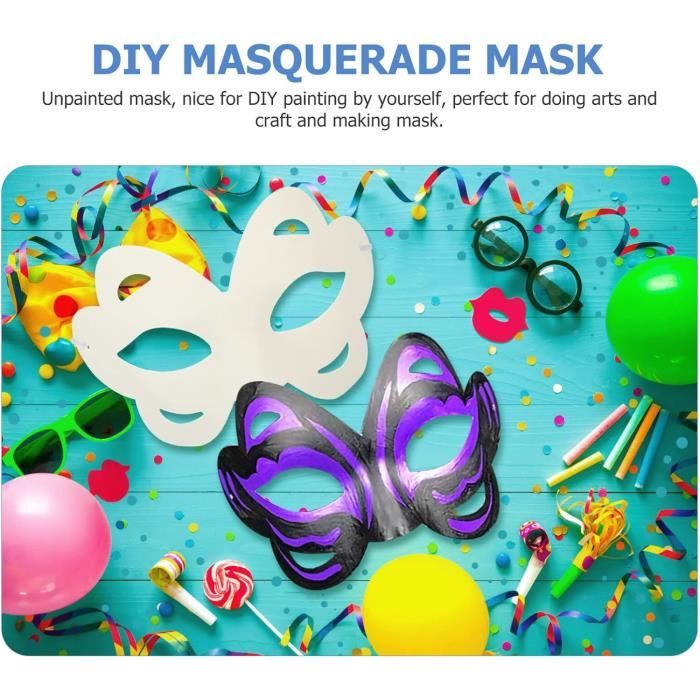 Masques En Papier Blanc Bricolage Demi-Masques De Mascarade Non