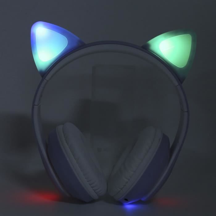 Casque Bluetooth Oreilles De Chat LED - 40mm Pliable | Fun écouteurs Light Gaming