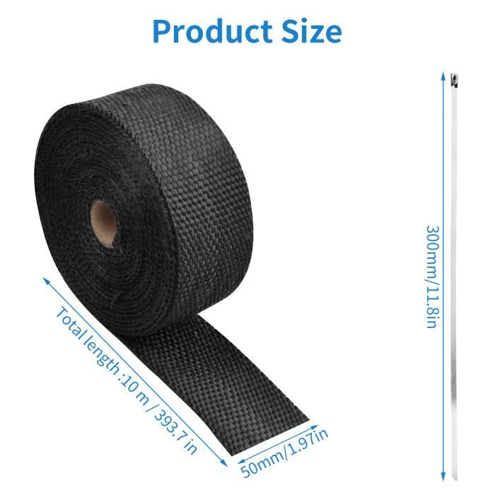 Bande Isolante Thermique échappement 6 M X 5 Cm - Ruban Fibre De Verre Résistant à 550°C | Pour Moto, Voiture, Collecteur