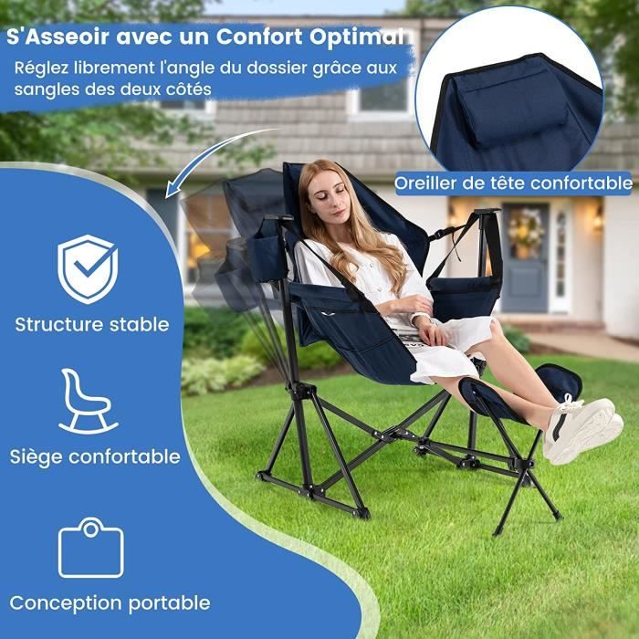 Chaise Pliante De Stade Avec Dossier Inclinable - 6 Positions, Rembourrage 7cm, Charge 150kg - Portable Pour événements Extérieurs