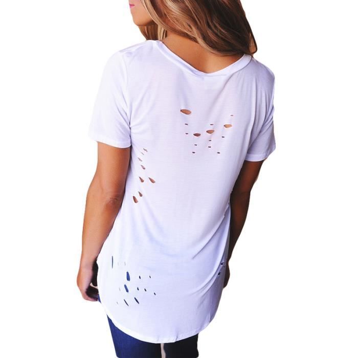 T-shirt Femme mode baggy LEOCLOTHO Rose Col V profond T