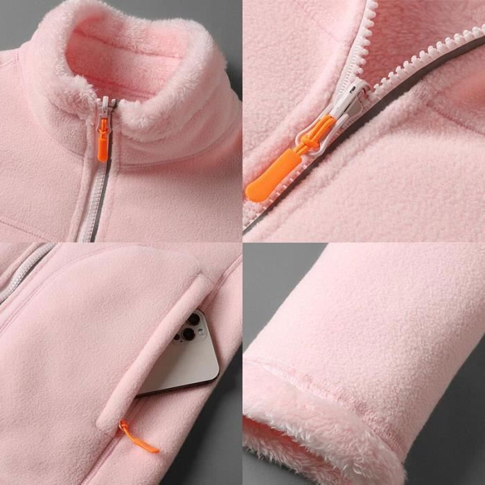 ABINGOO Manteaux Polaire Zippée Pour Femme Mode En Peluche à Capuche Épaissir Blouson Chaud Hiver Décontractée Doux Ample Veste(Bleu,S