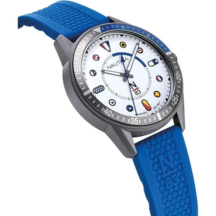 Montre Nautica N83 Wave Garden NAPWGS907 - Boîtier 42 Mm Noir, Bracelet Silicone Rouge, Quartz