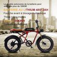 AKEZ S2 - Vélo électrique - Pneus tout terrain 20*4" - Moteur 750W - Batterie 48V 13Ah - Shimano 7 Vitesse - Tout suspendu - Rouge-3