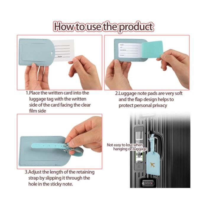 5 Pièces Étiquettes Bagages Étanches En Silicone - Identifiants Valise Colorés Avec Carte Infos