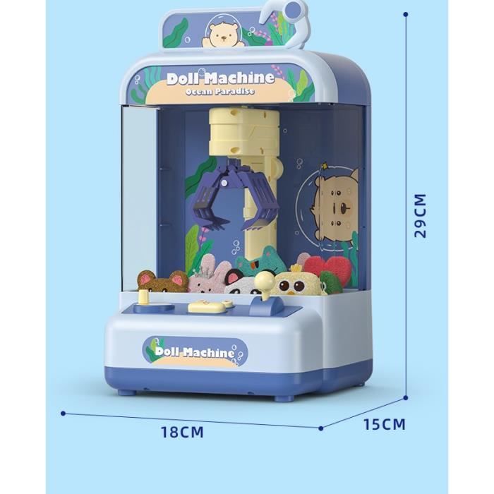 JONRRYIN – Mini Machine à Griffes Avec Son/Musique – 6 Capsules + 8 Poupons – Alimentation USB Ou Piles – Cadeau Enfant