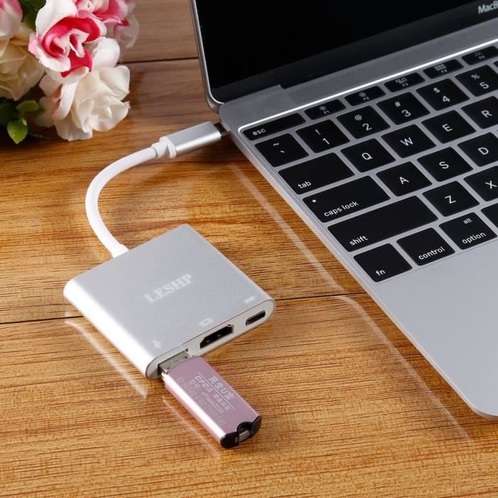 Adaptateur USB C vers HDMI avec Sortie 4K Port USB 3.0 et Port de Charge de  Type C 100 W, Newmight Adaptateur multiport AV numérique pour MacBook Pro/Air,  iPad Pro : 