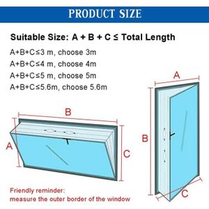 Bestico Tissu D’Isolation Fenêtre Pivot Central Climatiseur Mobile - Kit Étanchéité Avec Fermeture Éclair - Universel 2x190cm