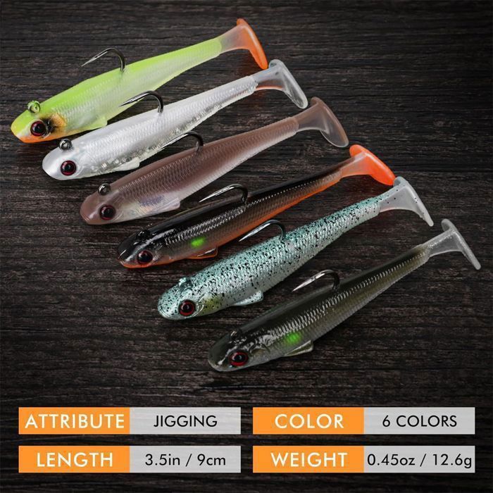 Kit De Leurres Souples Pré-mâchés – Swimbait Grande Action Avec Spinner, Pour Pêche Au Bass, Truite, Doré, Crapet, 6 Couleurs, 6,5 Cm
