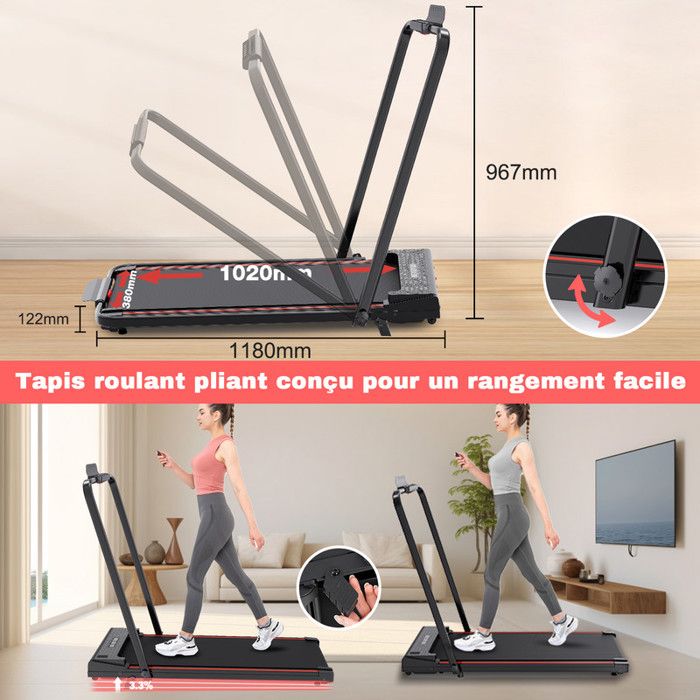 Tapis de Course Pliable, Tapis de Course Puissant,CITYSPORTS ZX2 Tapis roulant.Moteur 1400W,Vitesse 1-12km/h,Noir avec Rouge Tapis de Course Pliable, Tapis de Course Puissant,CITYSPORTS ZX2 Tapis roulant.Moteur 1400W,Vitesse 1-12km/h,Noir avec Rouge