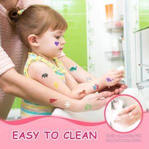AIRNOGO Kit Tatouage Paillettes Enfant Fille – 6 Stylos Pailletés, 9 Pochoirs, 330 Diamants – Cadeau Fille 3-10 Ans Anniversaire