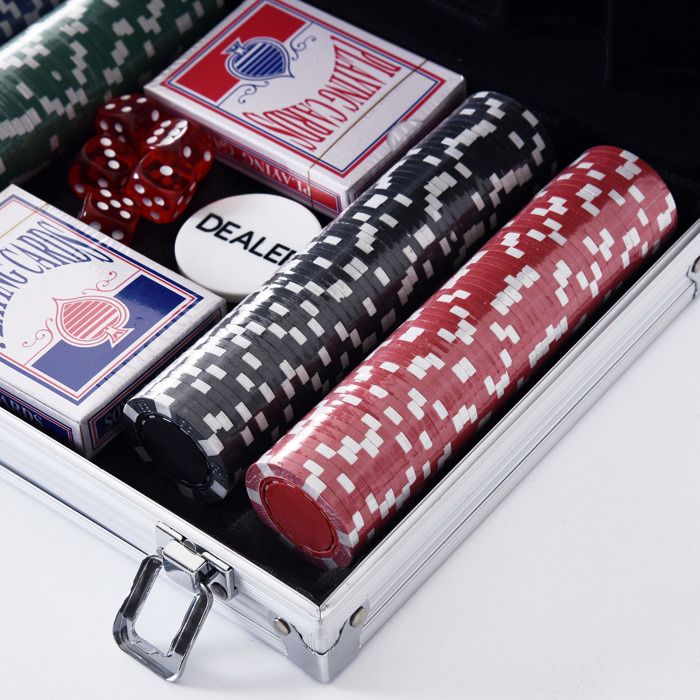 Malette pro poker coffret complet 30L x 21l x 6,5H cm 200 jetons 2 jeux ...