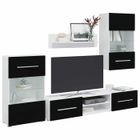 vidaXL Meubles TV avec lumière LED 5 pcs noir mat bois d'ingénierie, meuble TV, meuble de rangement multimédia, meuble de 3324230