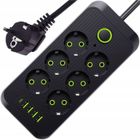 Multiprise Electrique - BEYAWL - 6 Prises - 5 Ports USB - Câble 2 m - Interrupteur intégré