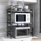 Support de Four Micro-Ondes Extensible - MTM - Noir - Acier au carbone - 3 Niveaux - 6 Crochets