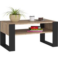 Table à café AKORD table basse DOMI Chêne Sonoma 92 cm couleur Noir 92x53x45 cm