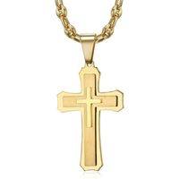 BOBIJOO Jewelry - Ensemble Pendentif Collier Croix Jesus Christ 3D et Chaine Grain de Cafe 60cm Acier Inoxydable Dore Or Plaq