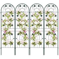 COSTWAY Treillis de Jardin en Métal Lot de 4 180x50cm-3 en 1 Support de Plantes-Motif Elégant-Plantes Grimpantes,Roses,Légumes