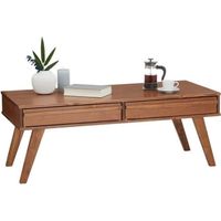 Table basse - IDIMEX - JONA - Style scandinave - Avec 2 tiroirs - Pin massif brun foncé