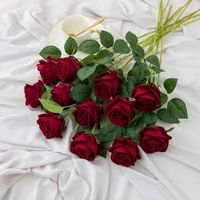 JANZDIYS 20 Bâtons Rose Artificielle Fleurs-51CM-Rouge-Velours