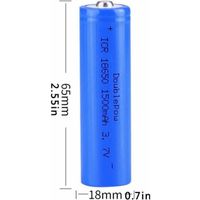 2pcs 18650 batterie au lithium 1500mah 3.7v batterie de lampe de poche rechargeable, bleu, tête pointue