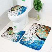 3pcs tapis wc toilette Tapis de bain antiderapant Tapis contour wc antiderapant super absorbant Tapis de bain et contour wc D
