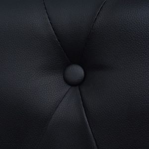 CANAPÉ FIXE Canape d'angle Chesterfield 6 places - Noir - Simili Cuir - Style Classique - Intemporel
