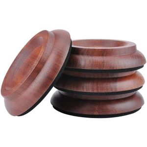 Ensemble de 4 pièces Protecteurs de Plancher en Bois Dur Coupelle pour Roulette de Piano avec Protection en Feutre,Soucoupe en Bois de Chêne et de Sapele Brun Sapele 