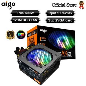 ALIMENTATION INTERNE Aigo-Bloc d'alimentation PC PSU AK 600W,noir,gamin
