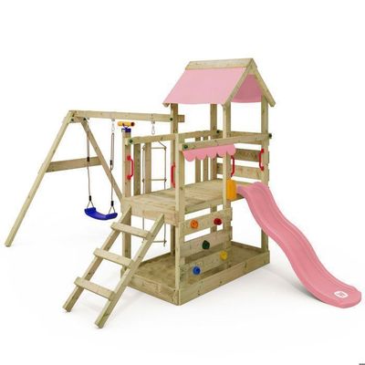 Aire de jeux MultiFlyer toit en bois avec balançoire pastel vert WICKEY