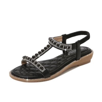 Sandale Compensée LILIANA Femme Taille 7.5 US - Noire Pailletée Simili Cuir Plateforme Liège