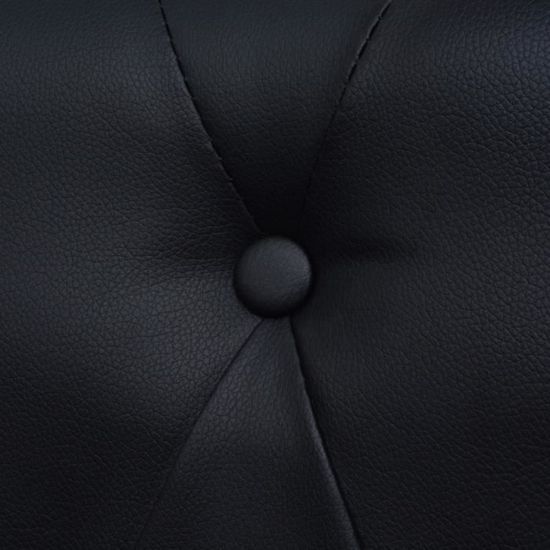 Canape d'angle Chesterfield 6 places - Noir - Simili Cuir - Style Classique - Intemporel