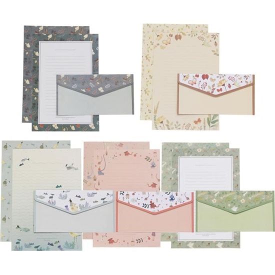Moses Flowers & Friends Lot Papier à Lettre - 20 Feuilles A5, Enveloppes & Autocollants Floraux