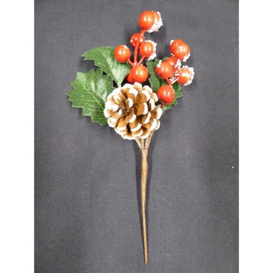12cm baies rouges houx decorations de tiges de sapin de noel avec cones de pin pour utilisation en fleur ou a la maison pour cdiscount maison