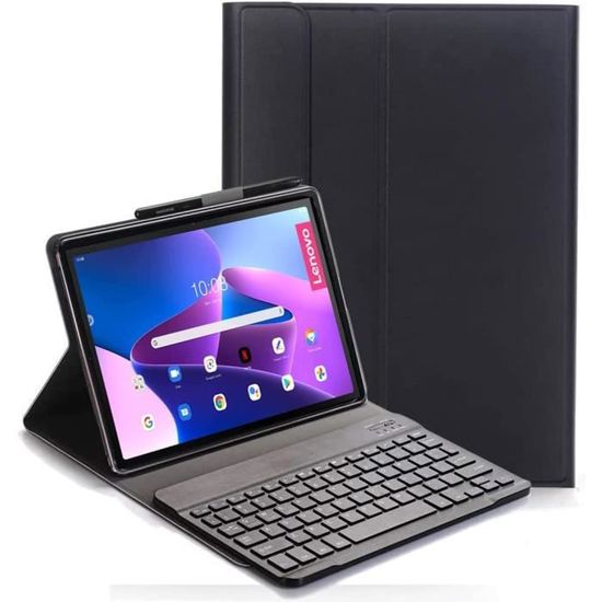 Étui Clavier Touchpad Pour Lenovo Tab M10 3rd Gen 10.1 Pouces 2022 (TB-328F/TB-328X), AZERTY Français Clavier Bluetooth Rétroéclairé Détachable Avec