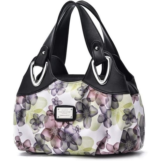 Sac à Main Nicole&Doris - Cuir PU, Imprimé Fleuri, Bandoulière, 31x23x15cm