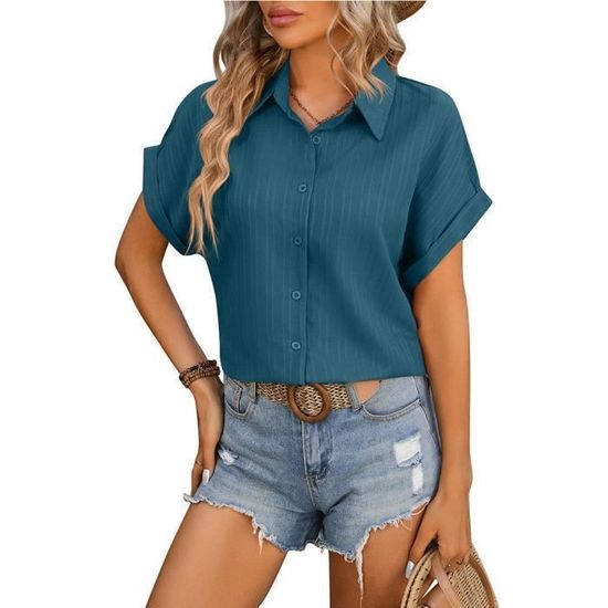 Chemisier Femme Manches Courtes PIECES – Modèle Simple Et Confortable – Marque Danoise – Production Durable