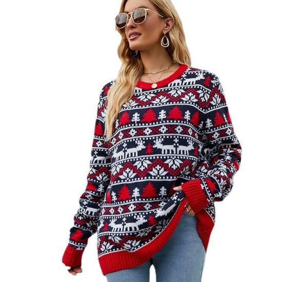 Pull De Noël Enfant - Tricot Doux Avec Motif Renne Et Bonhomme De Neige - Chaud Et Confortable Pour L'Hiver