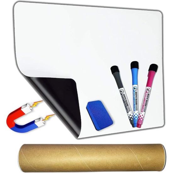Tableau Blanc Magnétique Pour Réfrigérateur 30x50 Cm - Mémo Aimanté Avec Stylo, Aimants Et Effaceur
