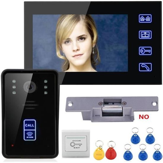 STOEX® 7 "RFID porte vidéo interphone porte sonnette bouton tactile vision nocturne + serrure électrique