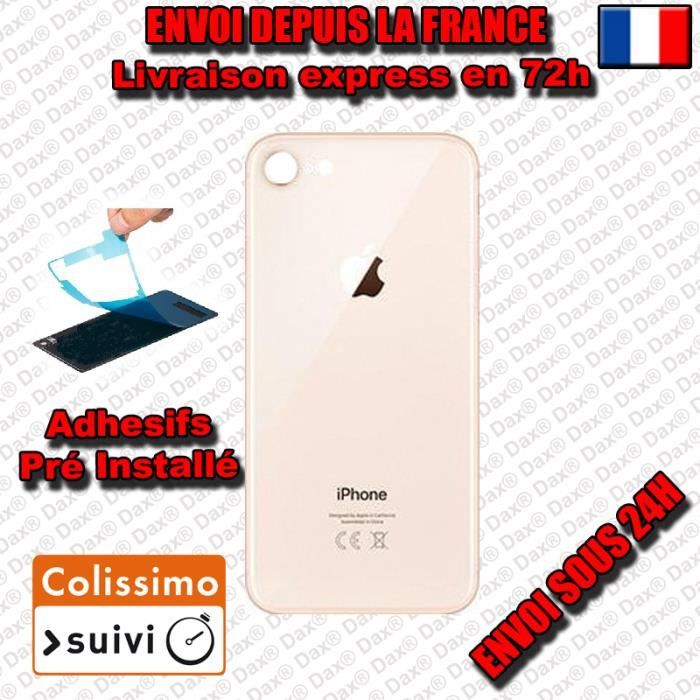 COQUE KIT VITRE ARRIERE DOS iPhone 8 GOLD ROSE NEUF