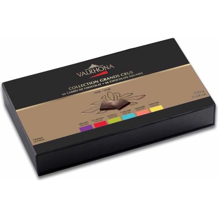 Valrhona - Coffret Collection 6 Grands Crus de chocolat noir - 66 carrés