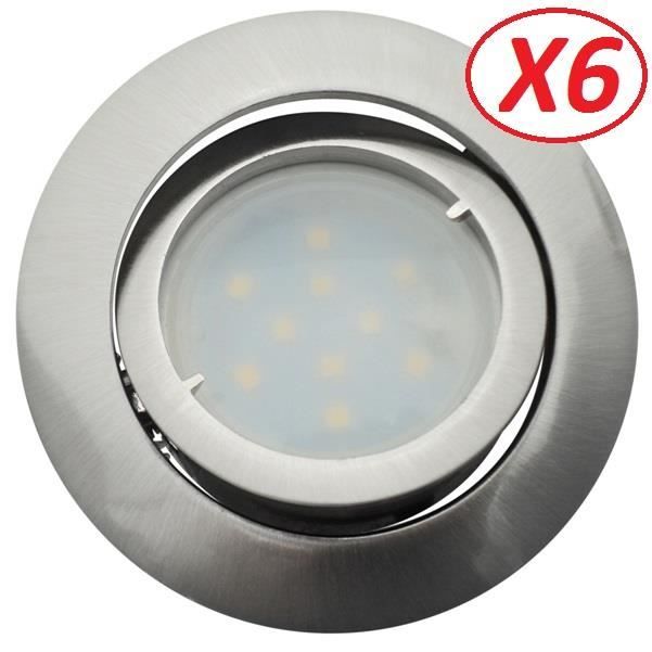 Lot de 6 Spot Led Encastrable Complete Satin Orientable lumière Blanc Neutre eq. 50W ref.895